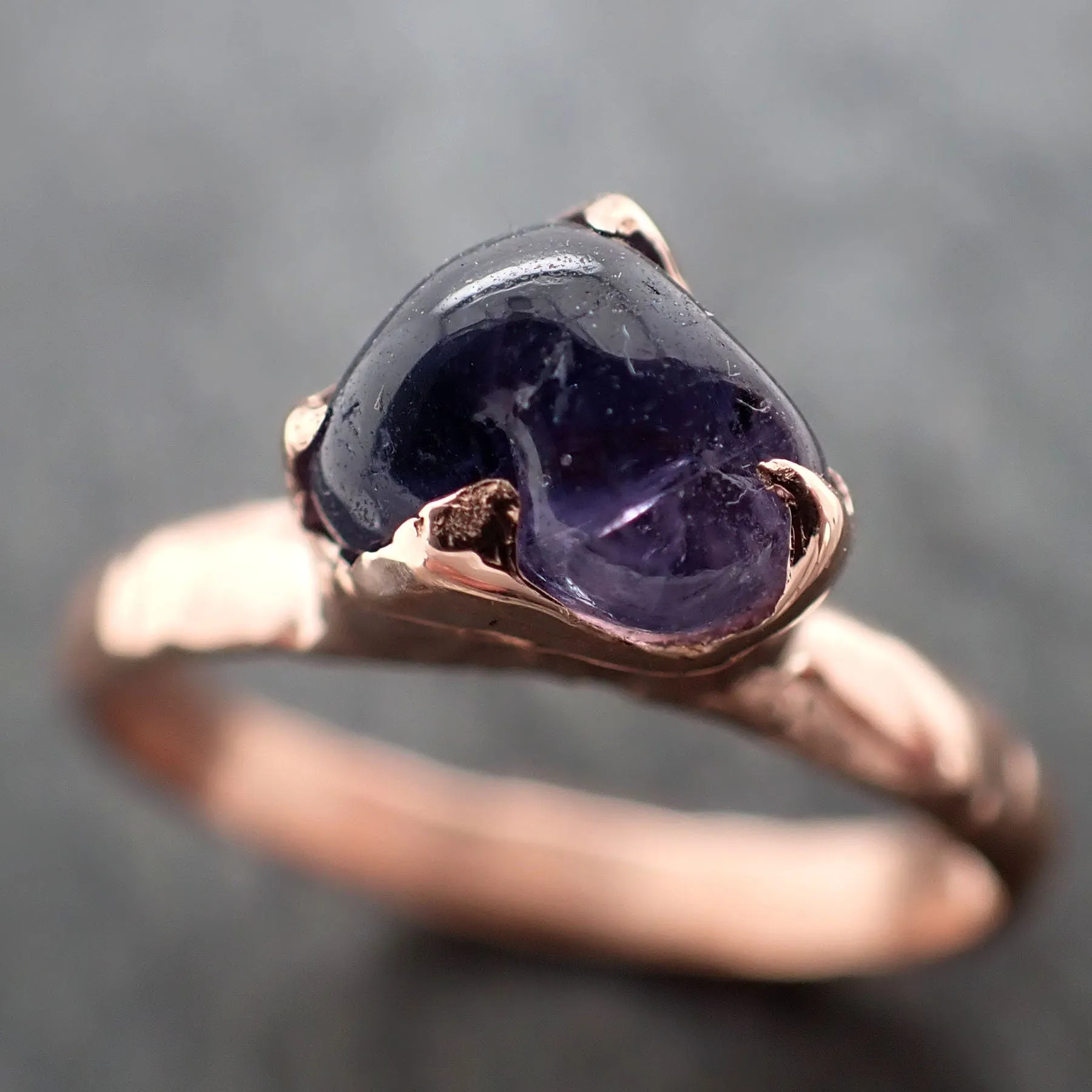 Sapphire  Purple polished 14k Rose gold Solitaire gemstone ring 2922