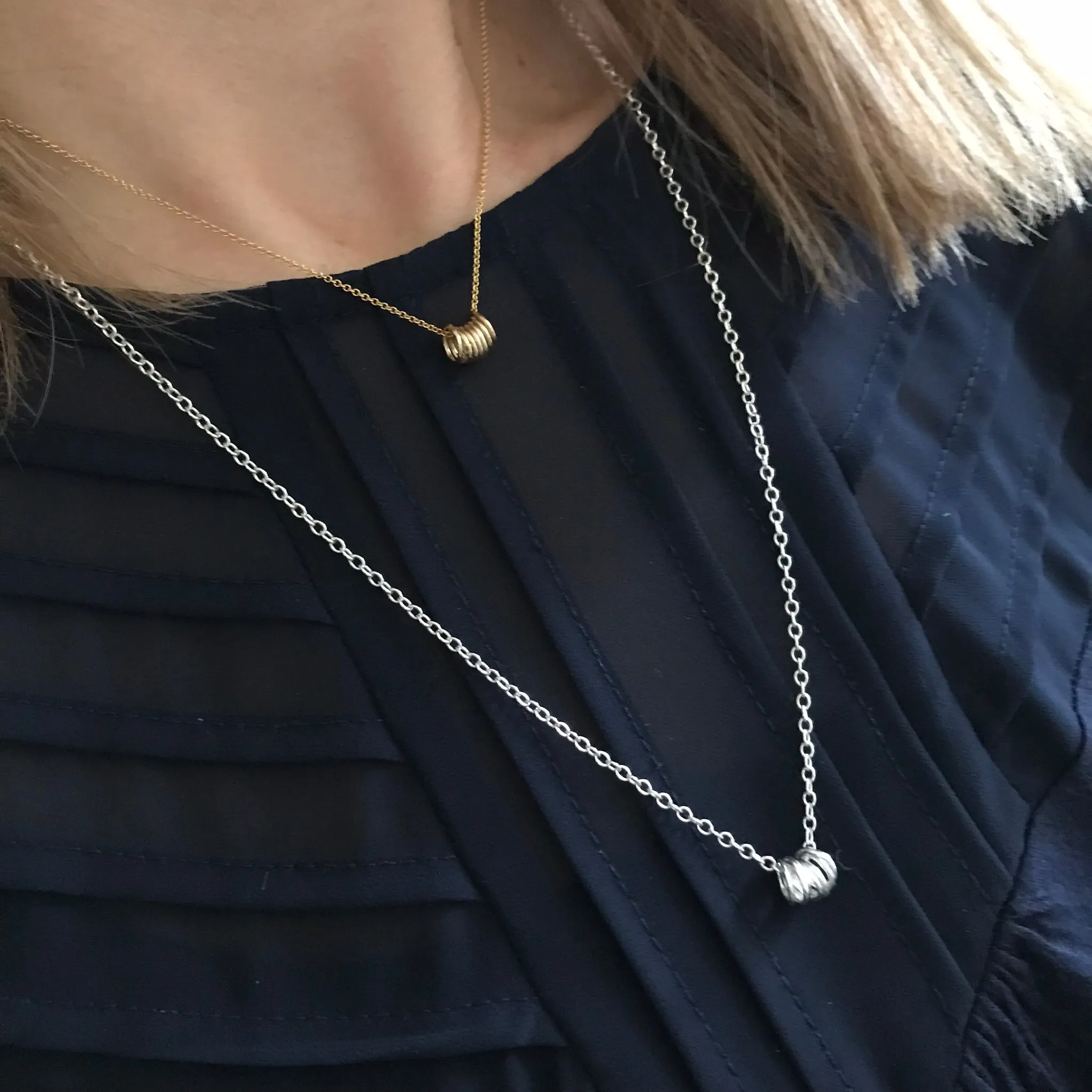 Seven Silver Rings Necklace