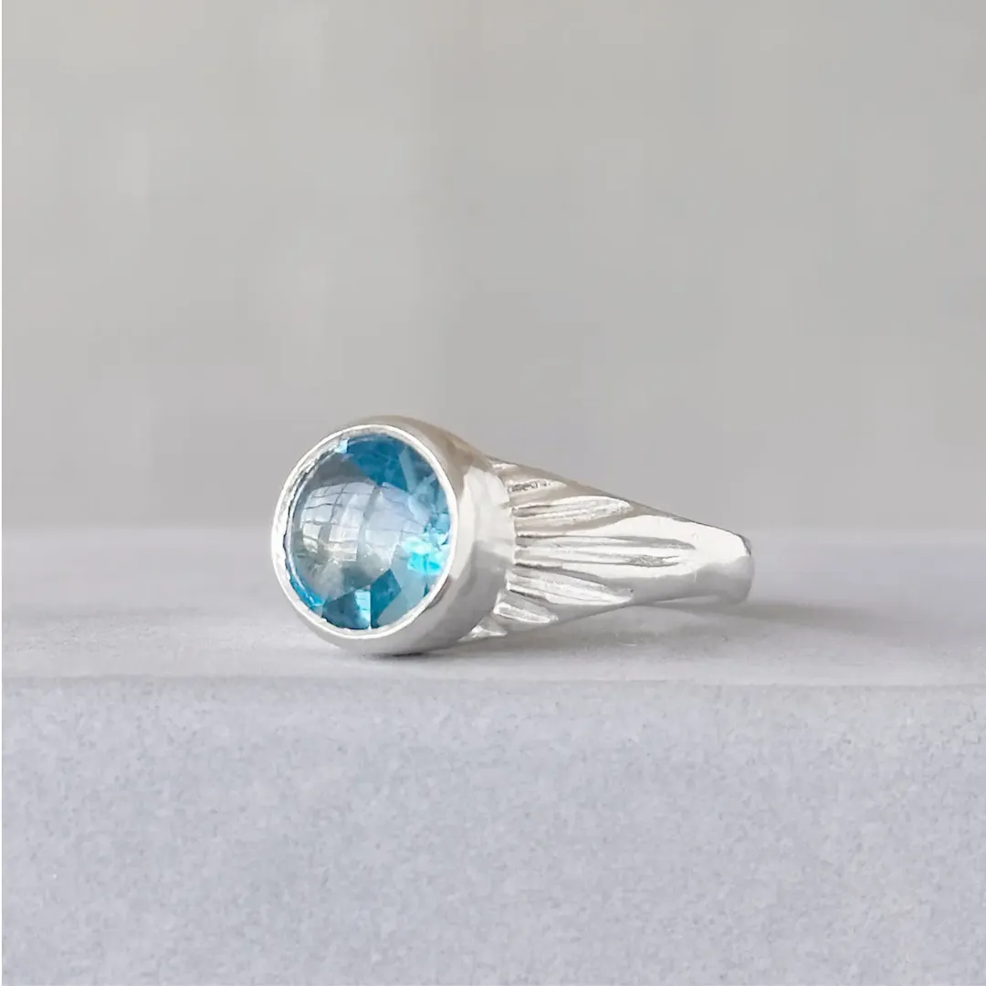 Silver Blue Topaz Calista Ring