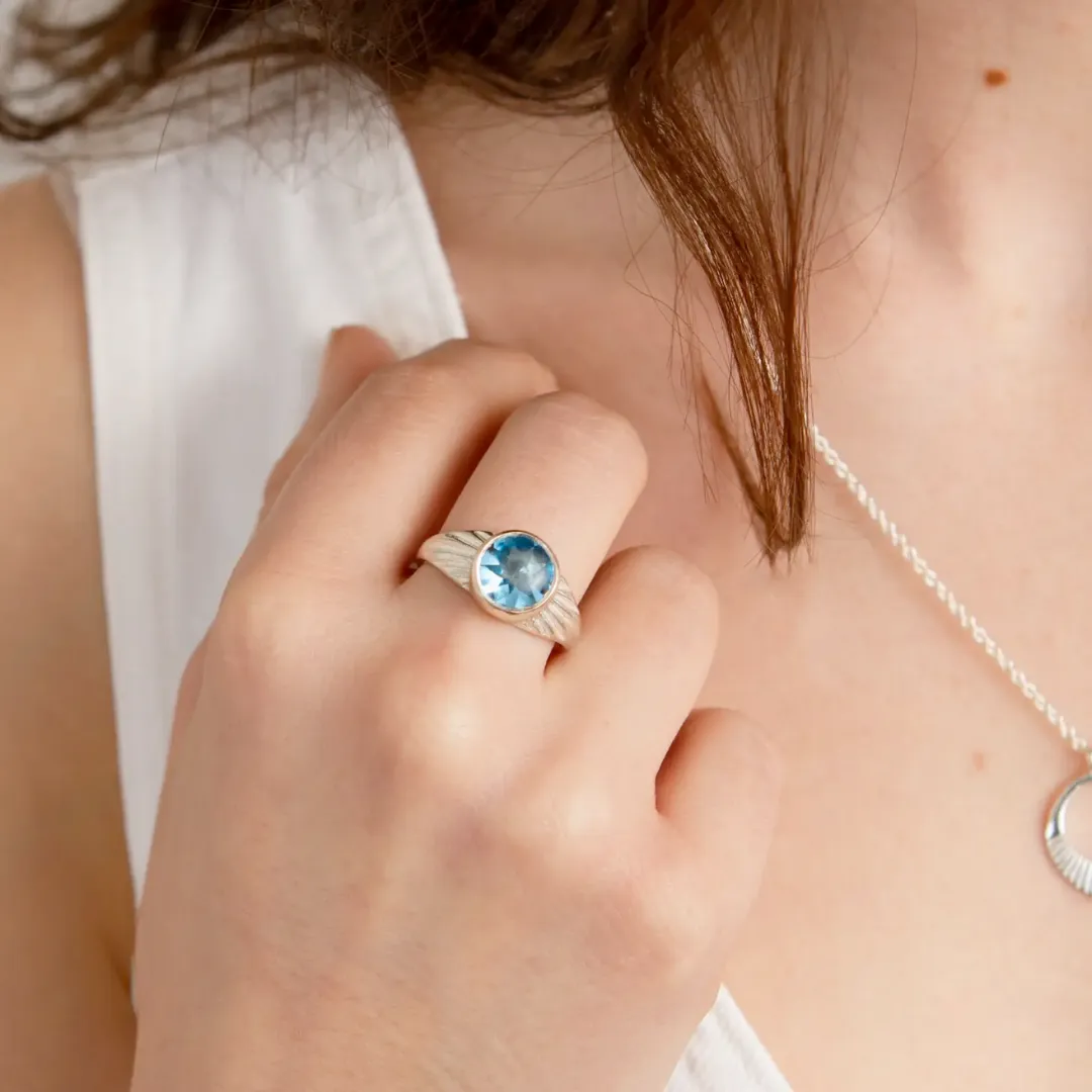 Silver Blue Topaz Calista Ring