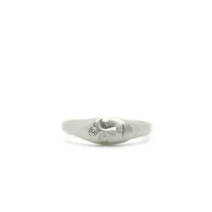 Silver Medium Grey Lady Cameo Ring With Diamond