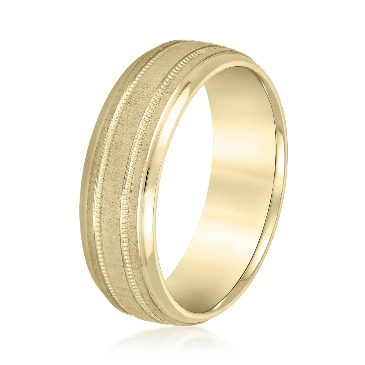 Slightly Dome Men's Wedding Band With Millgrain Edges