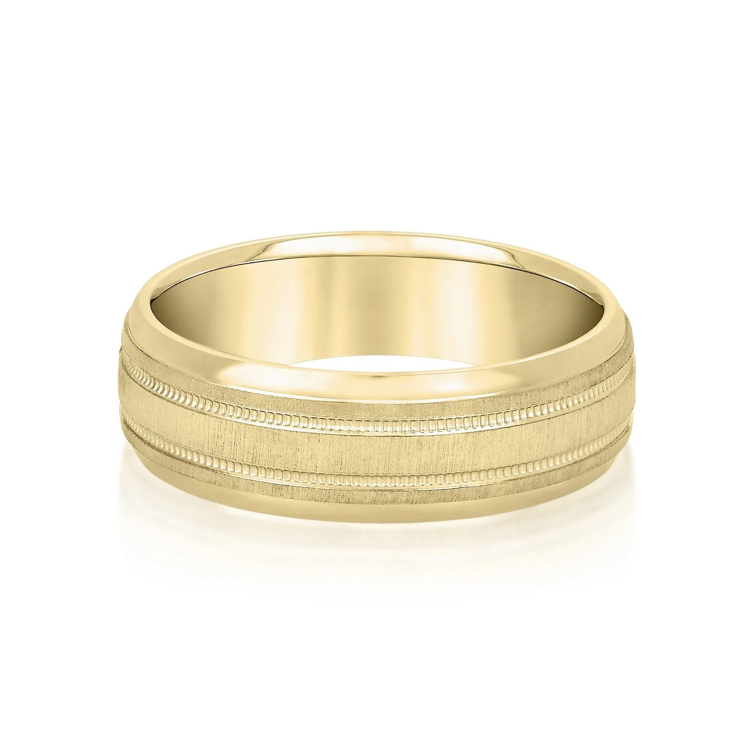 Slightly Dome Men's Wedding Band With Millgrain Edges