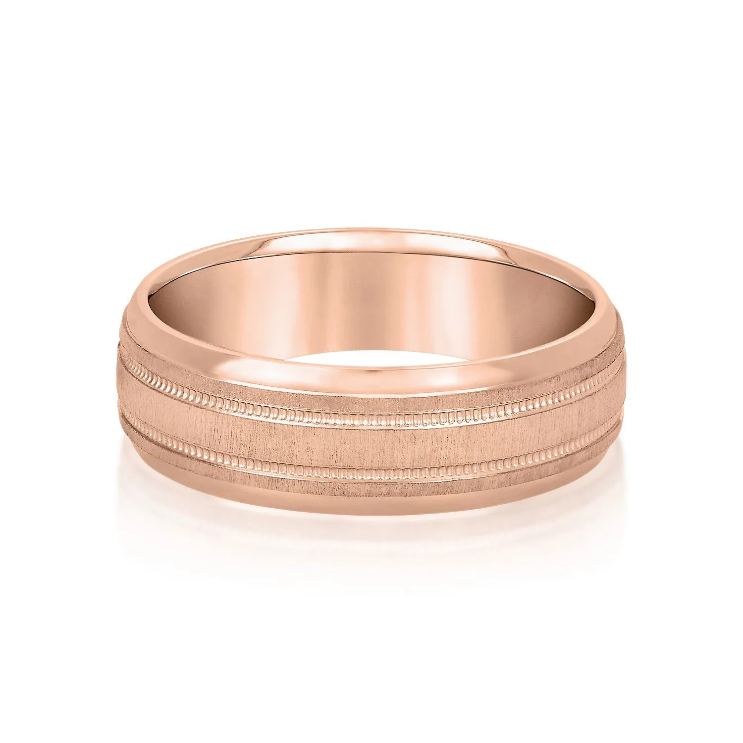 Slightly Dome Men's Wedding Band With Millgrain Edges