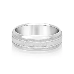 Slightly Dome Men's Wedding Band With Millgrain Edges
