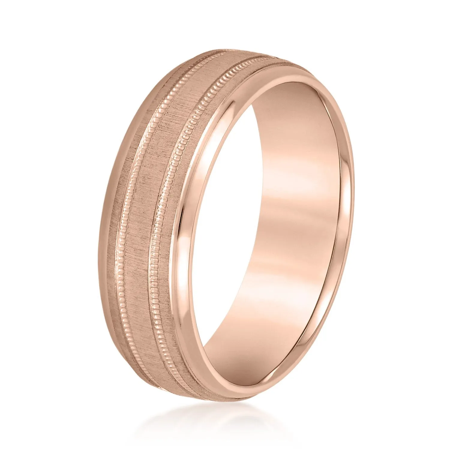 Slightly Dome Men's Wedding Band With Millgrain Edges