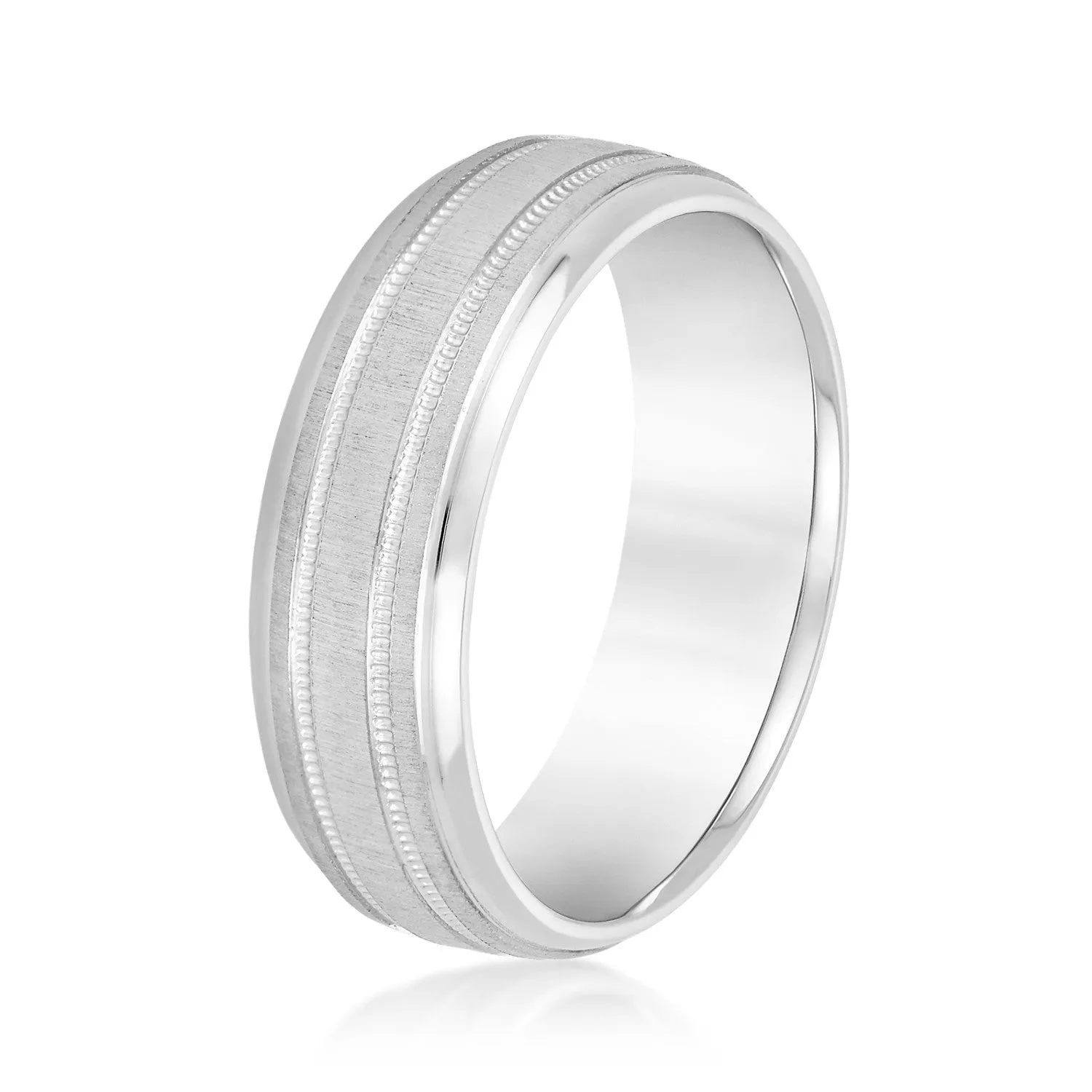 Slightly Dome Men's Wedding Band With Millgrain Edges