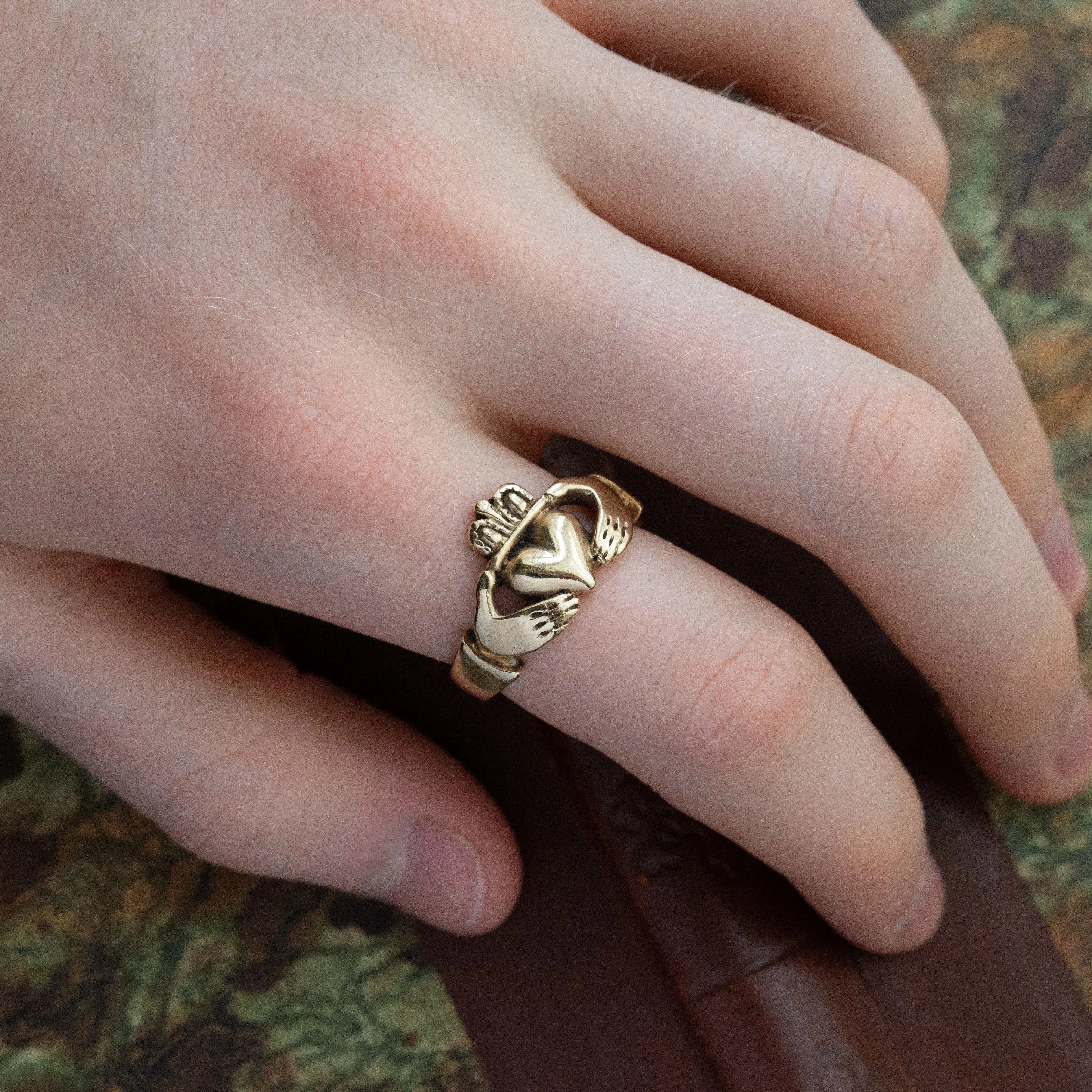 Solid 14 Karat Yellow Gold Claddagh Ring