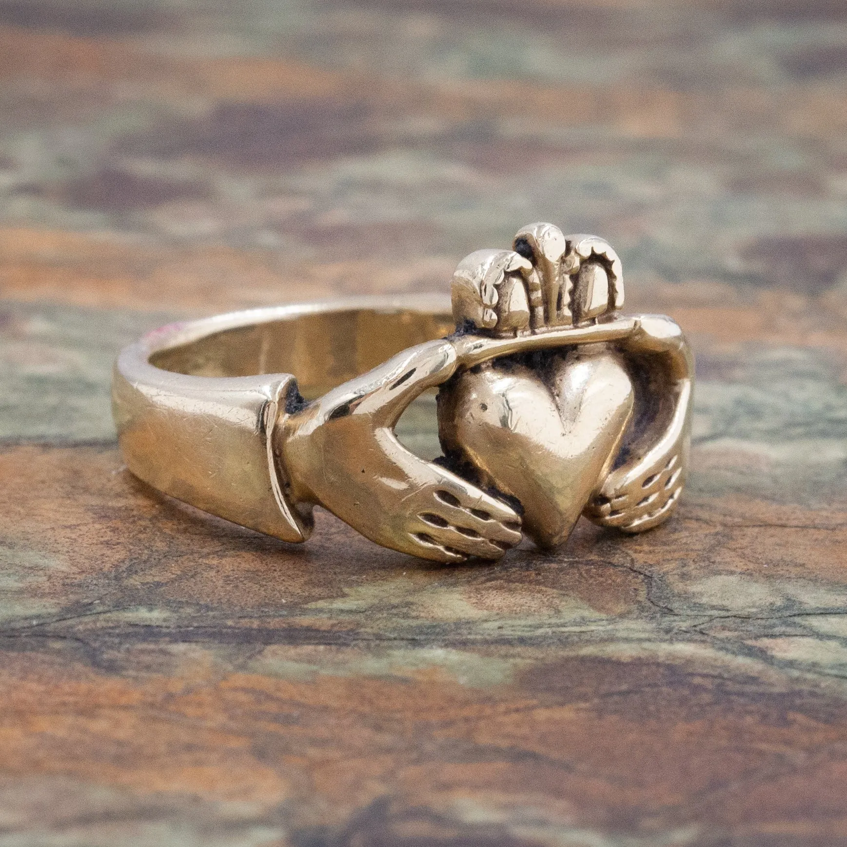 Solid 14 Karat Yellow Gold Claddagh Ring