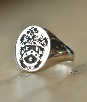 Solid Gold Custom Made Family Crest Ring - Beal Crest - Any Crest