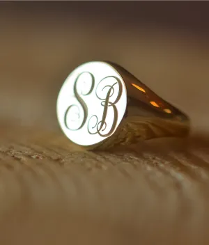 Solid Gold Design Your Own -  Monogram Signet Ring