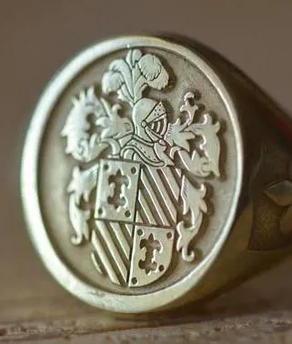 Solid Gold Personalized Family Crest Ring