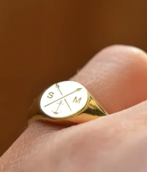 Solid Gold Personalized Family Monogram Signet Ring