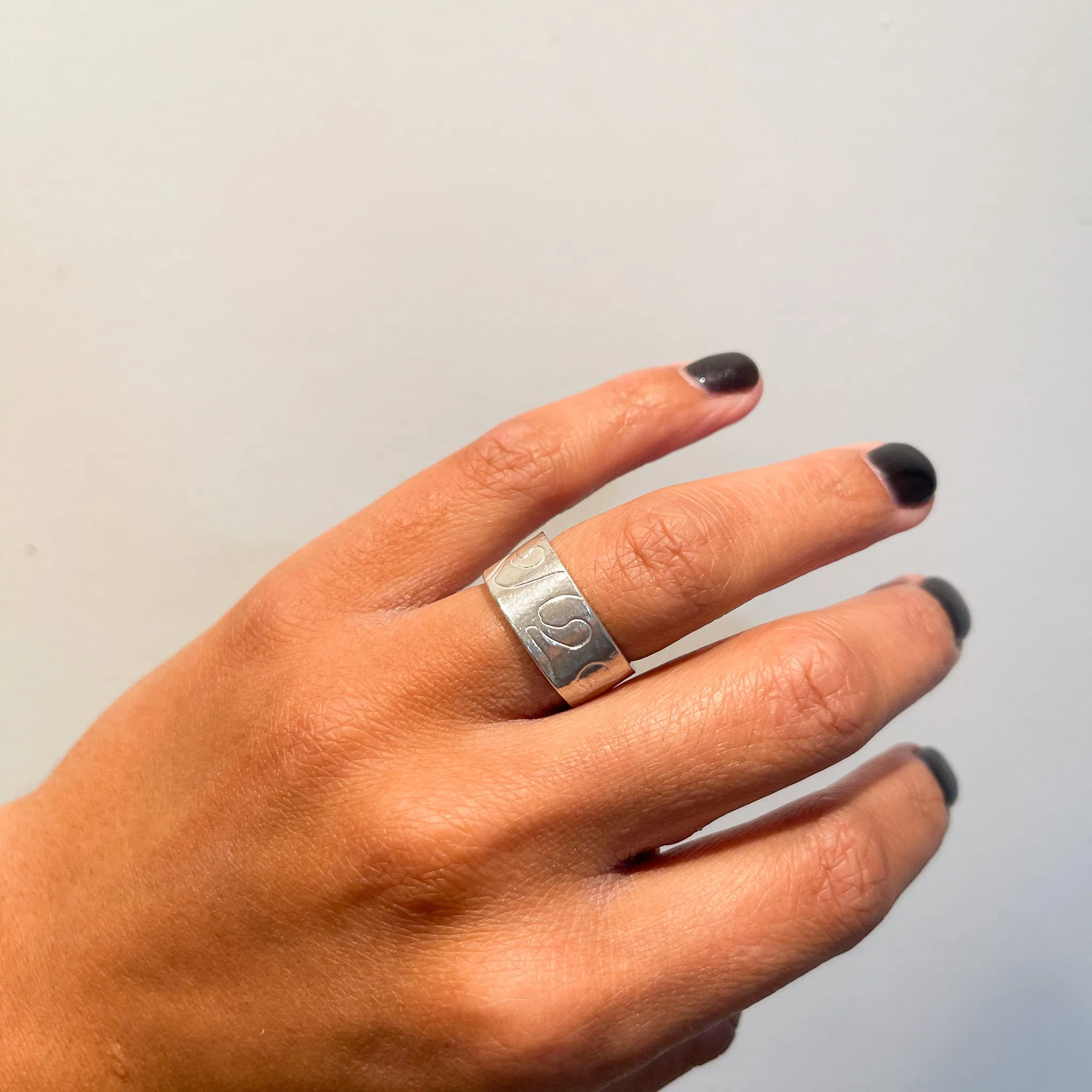 Squiggle Pattern Sterling Silver Ring