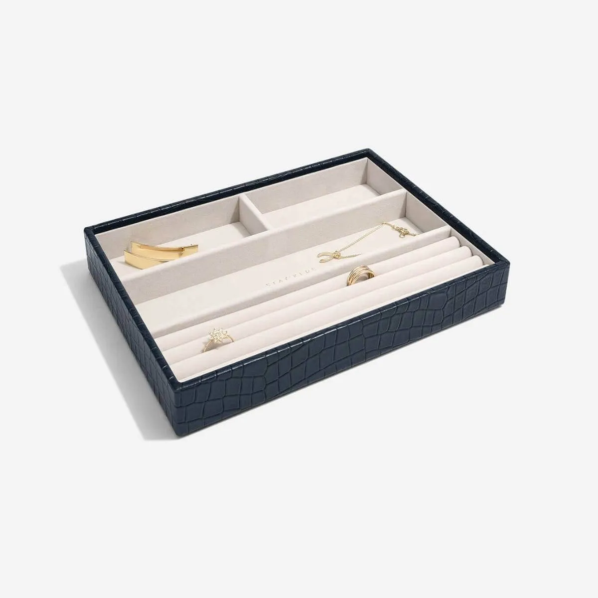 Stackers Classic Jewellery Box (Ring & Bracelet Layer) - Navy Croc