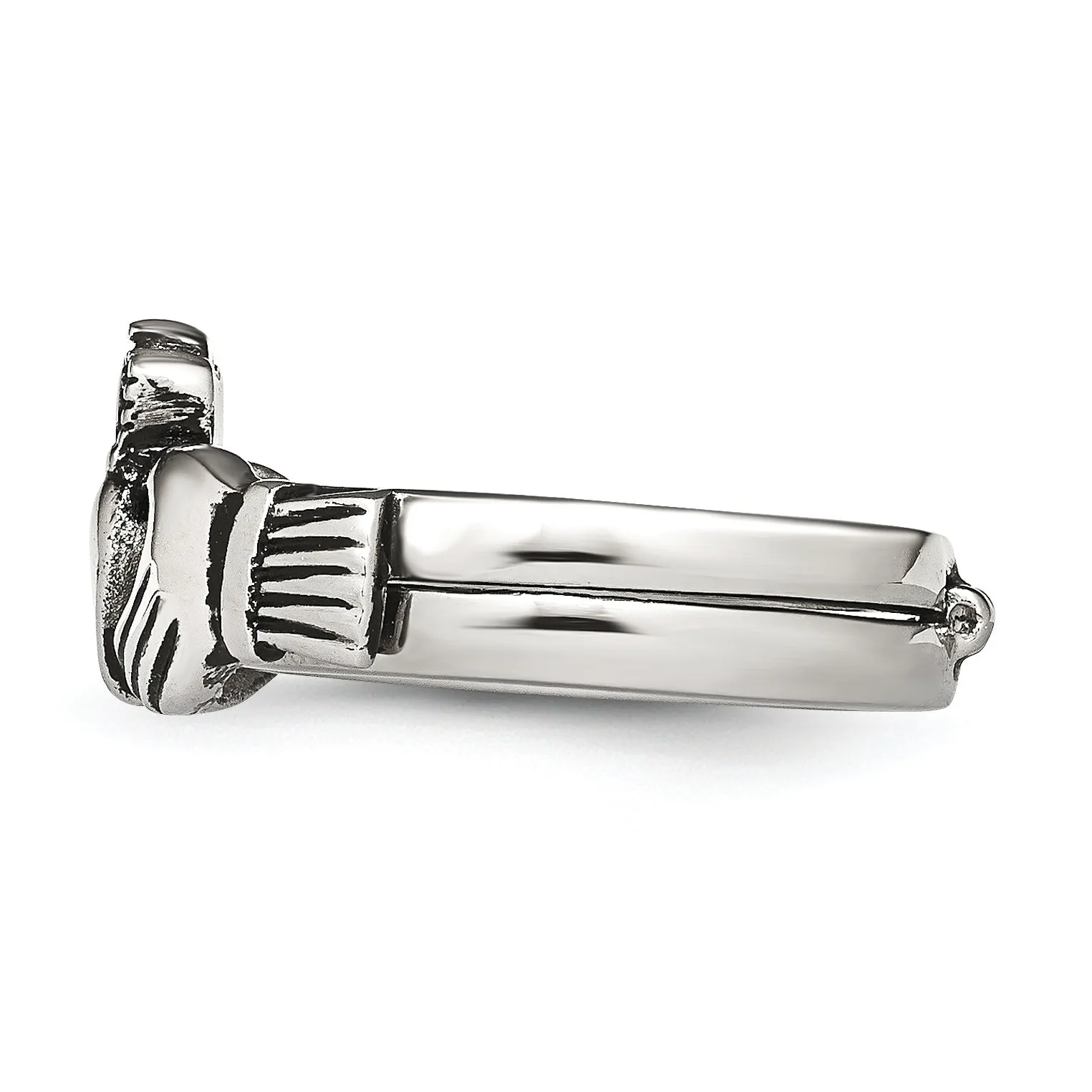 Stainless Steel Love, Loyalty, Friendship Claddagh Double Hinged Ring