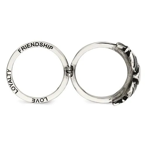 Stainless Steel Love, Loyalty, Friendship Claddagh Double Hinged Ring