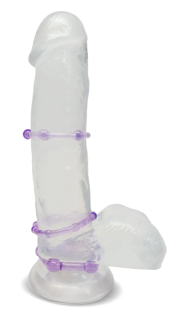 Stay Hard Beaded Cock Rings - Blue - Set of 3 - Enhance Erection and Stamina