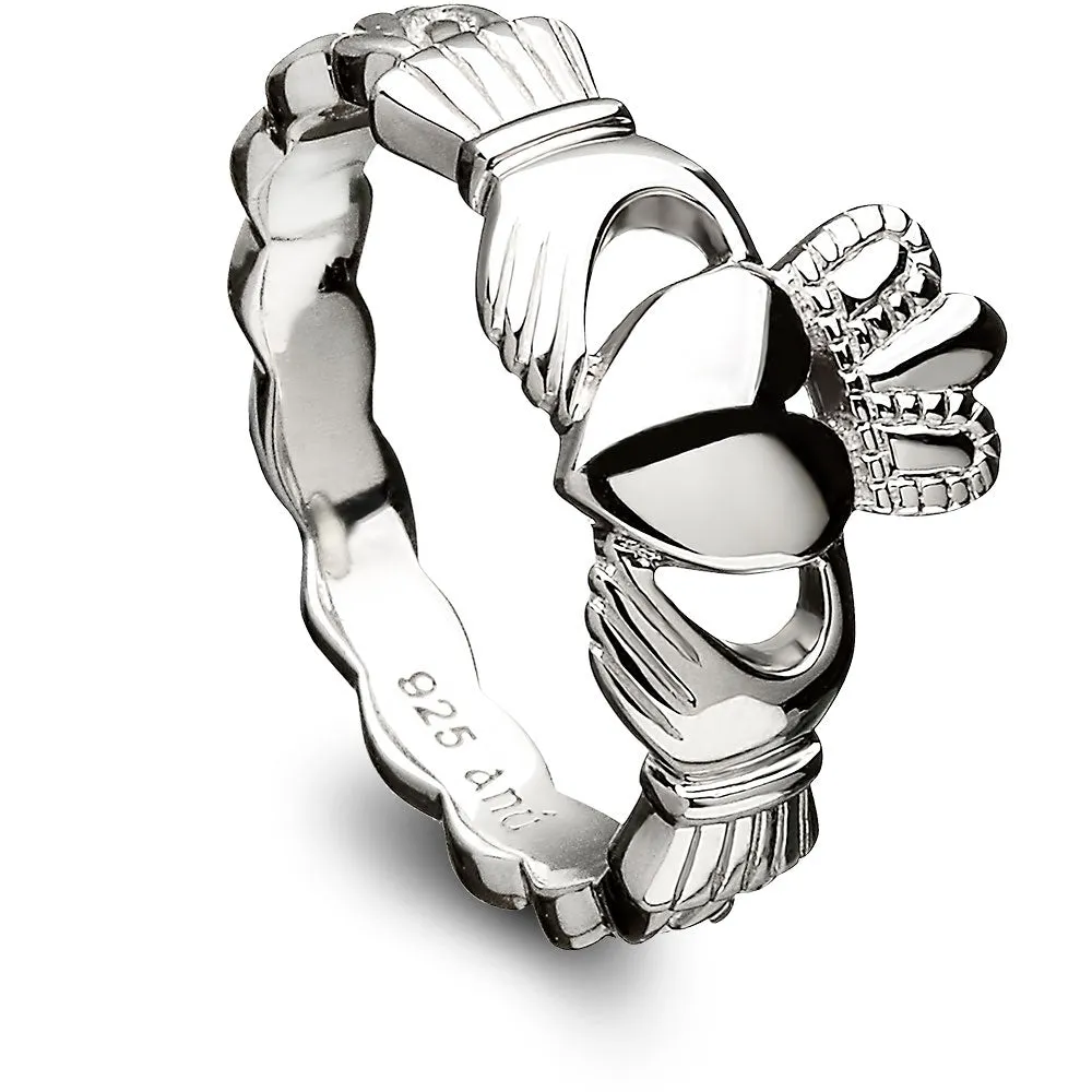 Sterling Silver Claddagh Ring with Celtic Weave - ANU3014