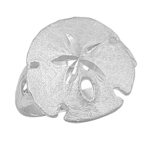 Sterling Silver Sanddollar Ring with Wood Bark Shank