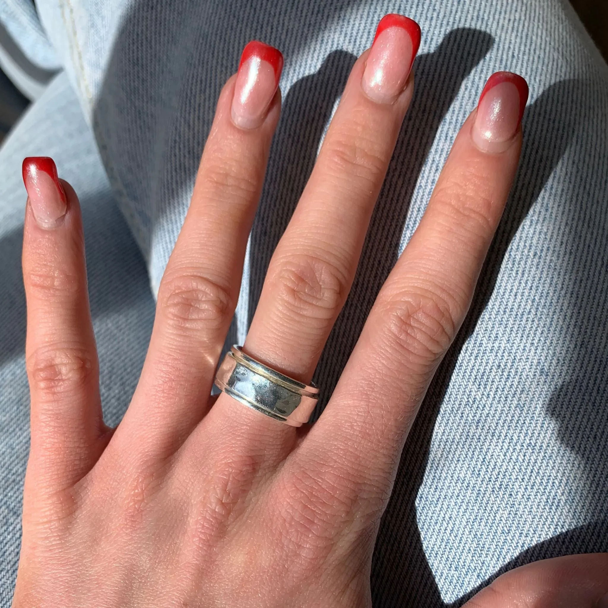 Sterling Silver Spinner Ring with Thick Hammered Band
