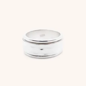 Sterling Silver Spinner Ring with Thick Hammered Band