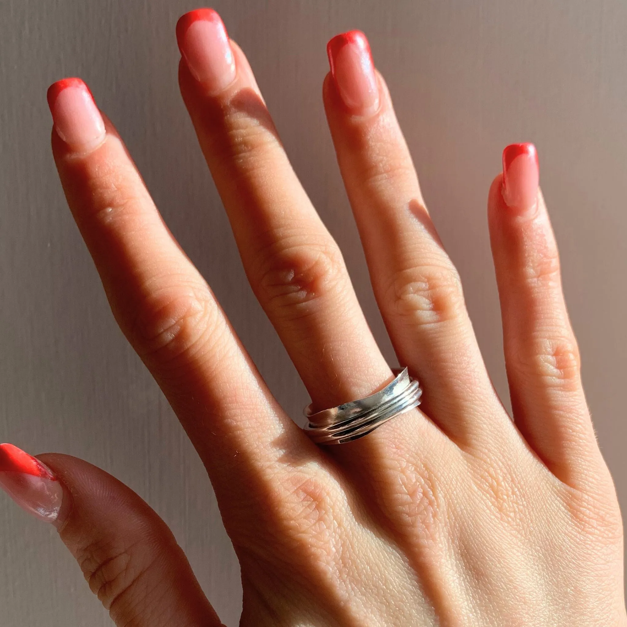 Sterling Silver Spinner Ring with Wave Band