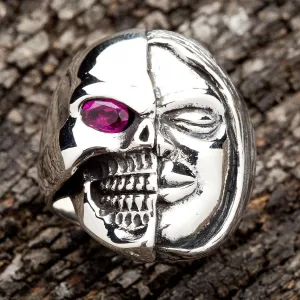Sterling Silver Two Face Skull Devil Ring