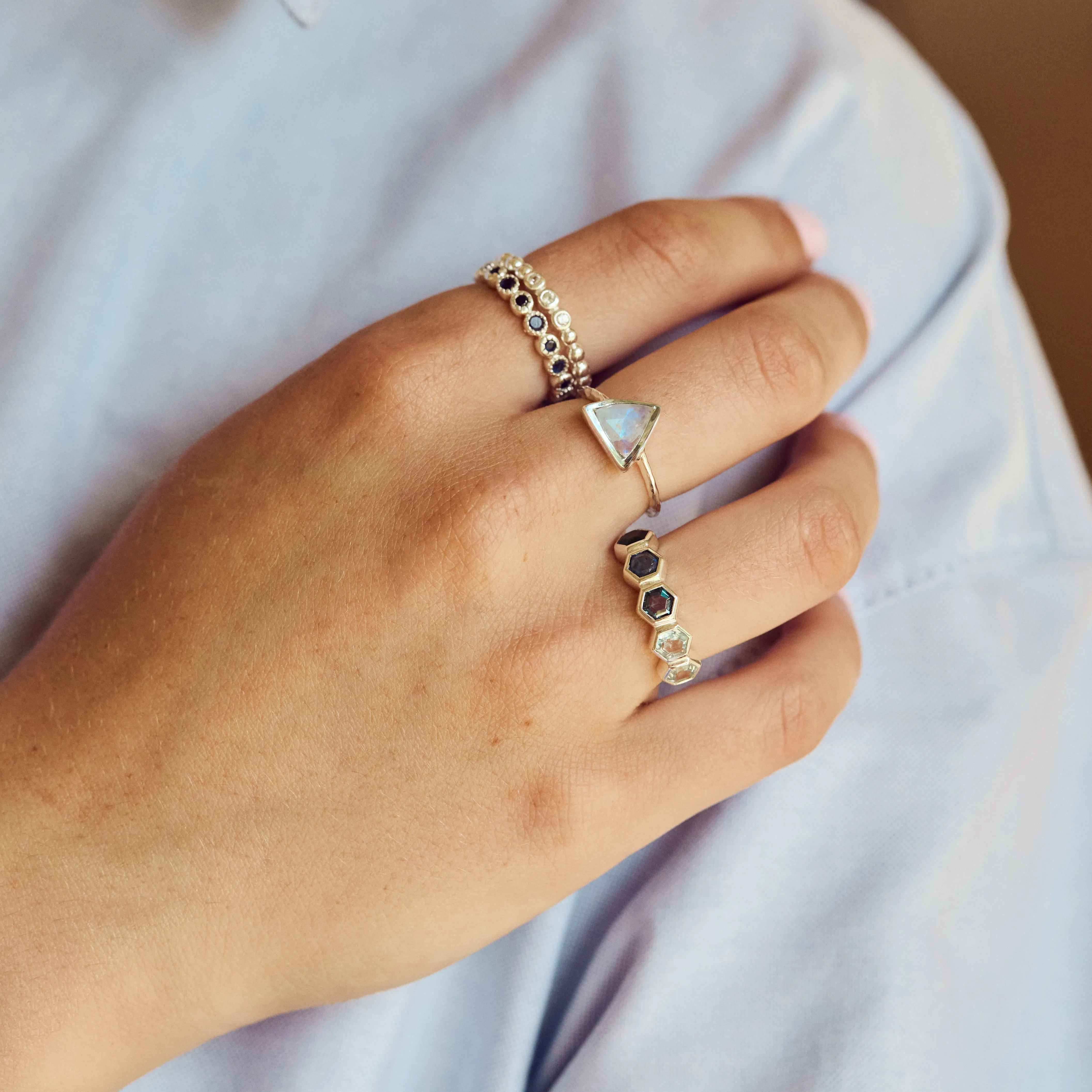 Stevie Ombre Hexagon Ring