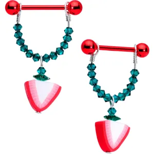 Summer Berry Dangle Nipple Ring Set Created with Crystals