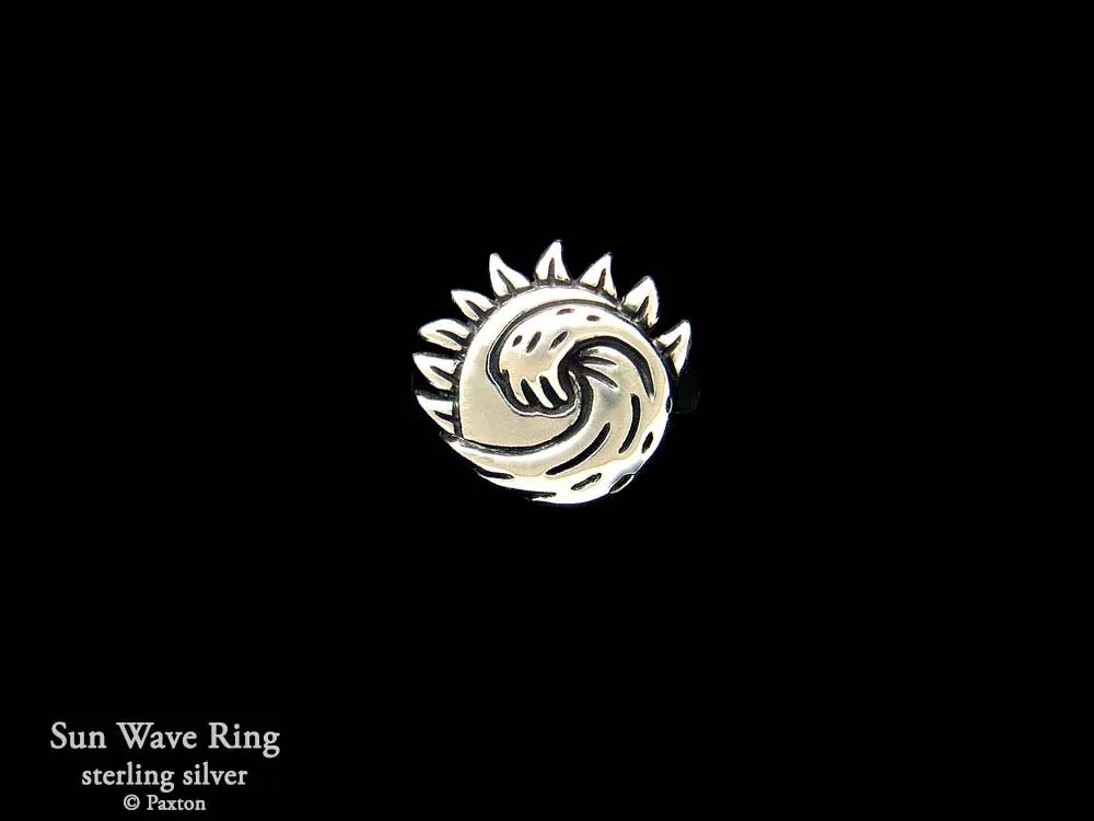 Sun with Ocean Wave Ring Sterling Silver