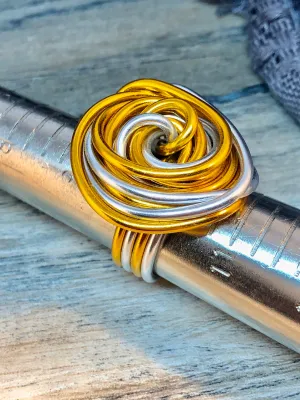 Swirl Ring in Silver and Gold Aluminum Wire Ring, Custom Statement Ring