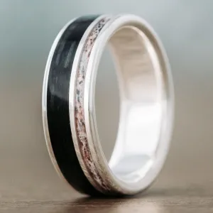 The Gent's Weekend | Men's Elk Antler, Whiskey Barrel & Silver Wedding Band