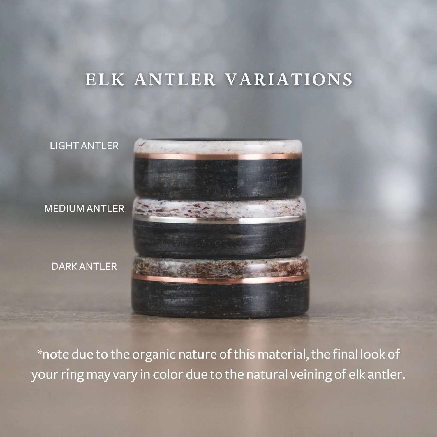 The Gent's Weekend | Men's Elk Antler, Whiskey Barrel & Silver Wedding Band