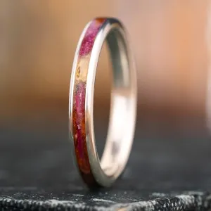 The Monet | Women's Silver Wedding Band with Lilies & Peonies