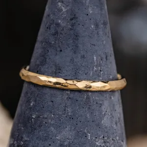 The Rosalind | 2mm Women's Hammered Yellow Gold Stacking Ring