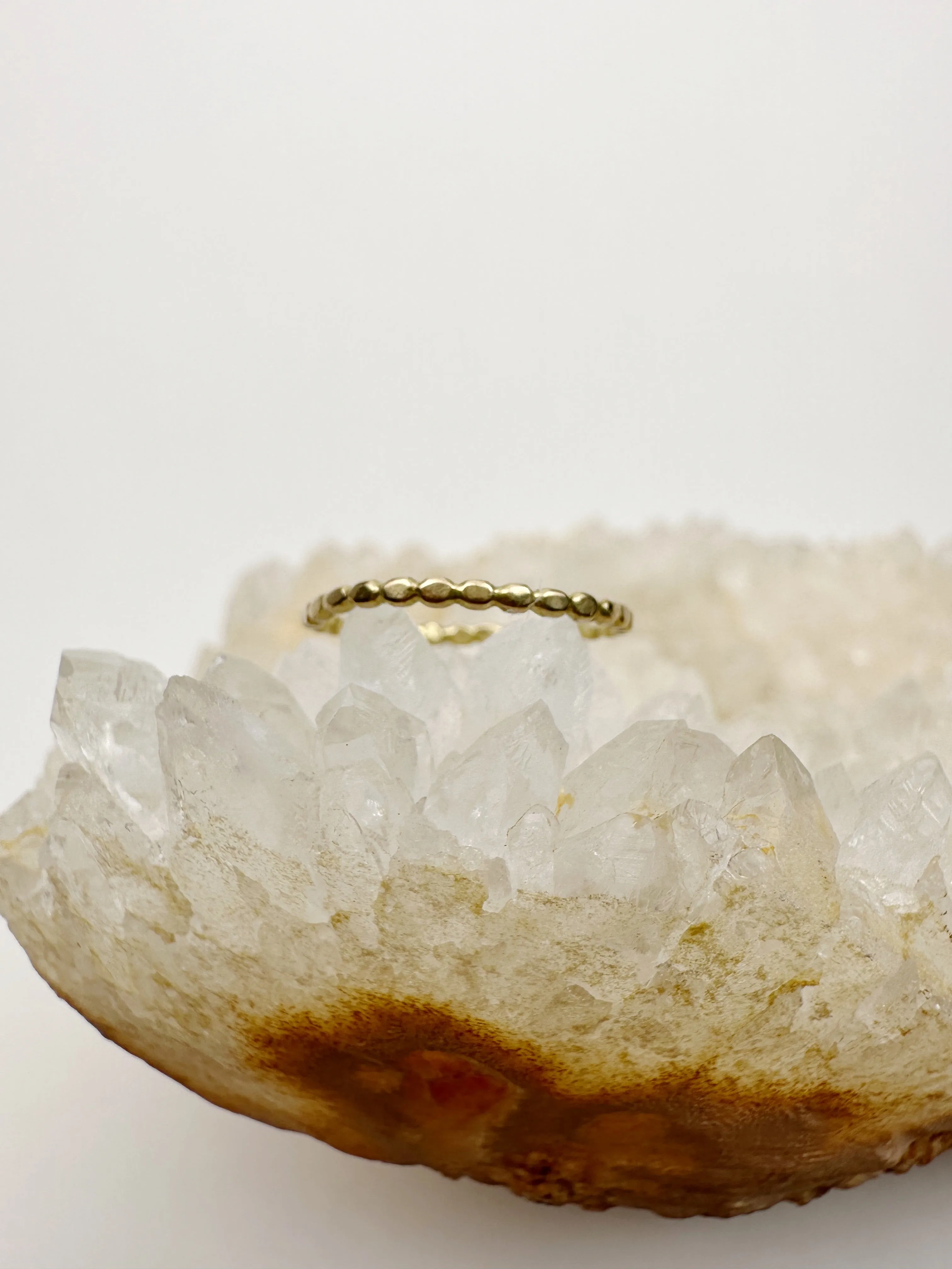 Thin Hammered Beaded Band