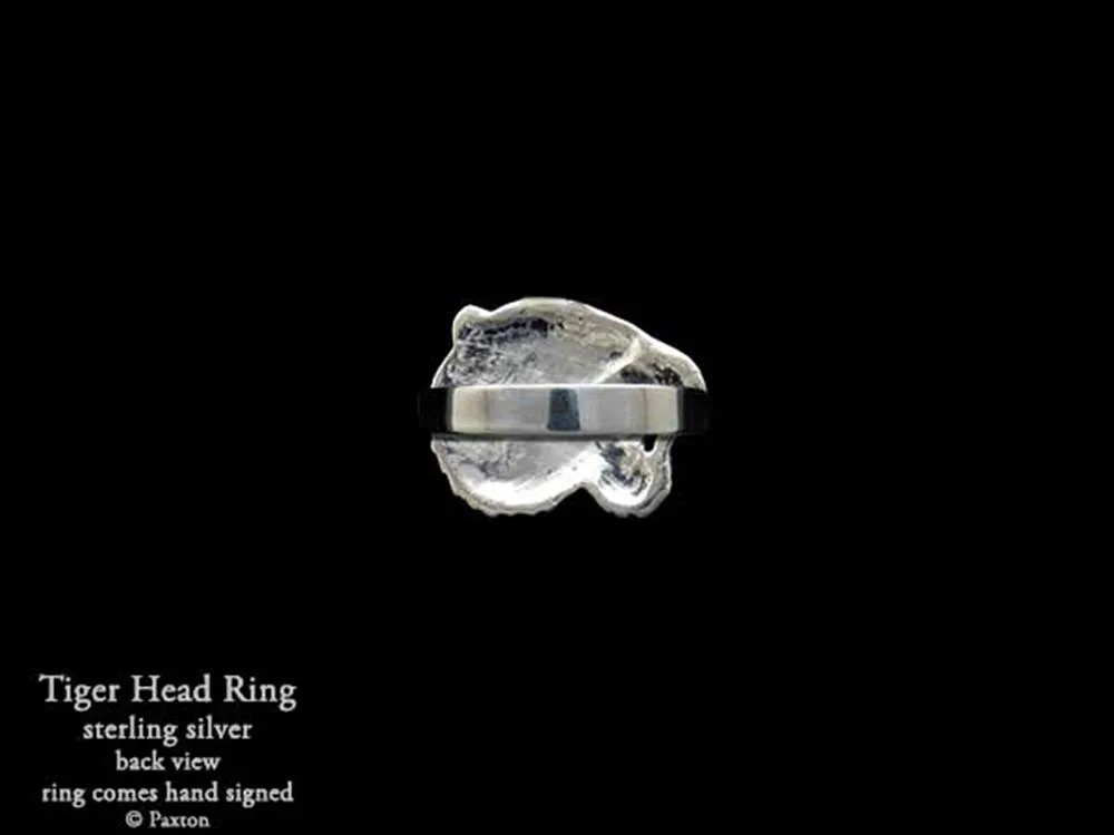 Tiger Head Ring Sterling Silver