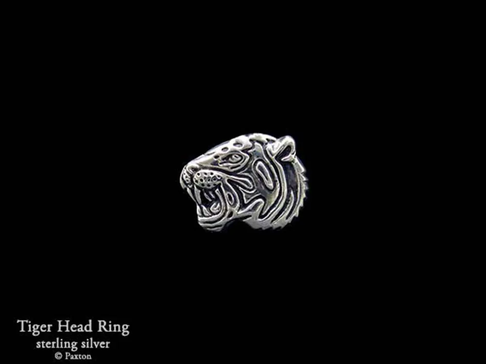 Tiger Head Ring Sterling Silver