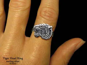Tiger Head Ring Sterling Silver