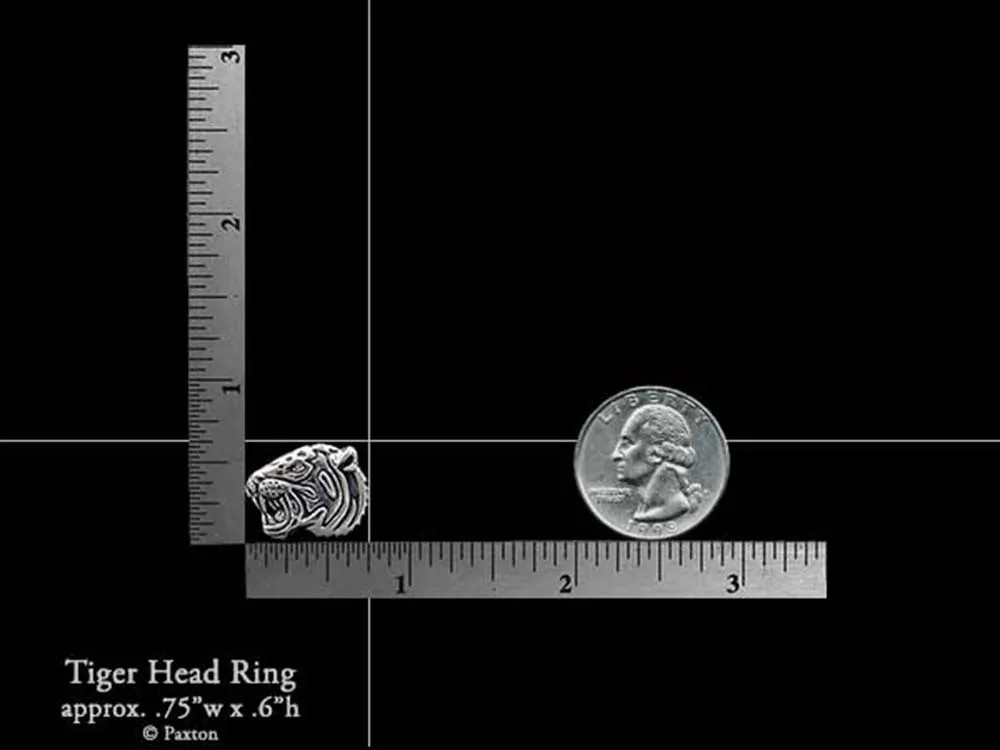 Tiger Head Ring Sterling Silver