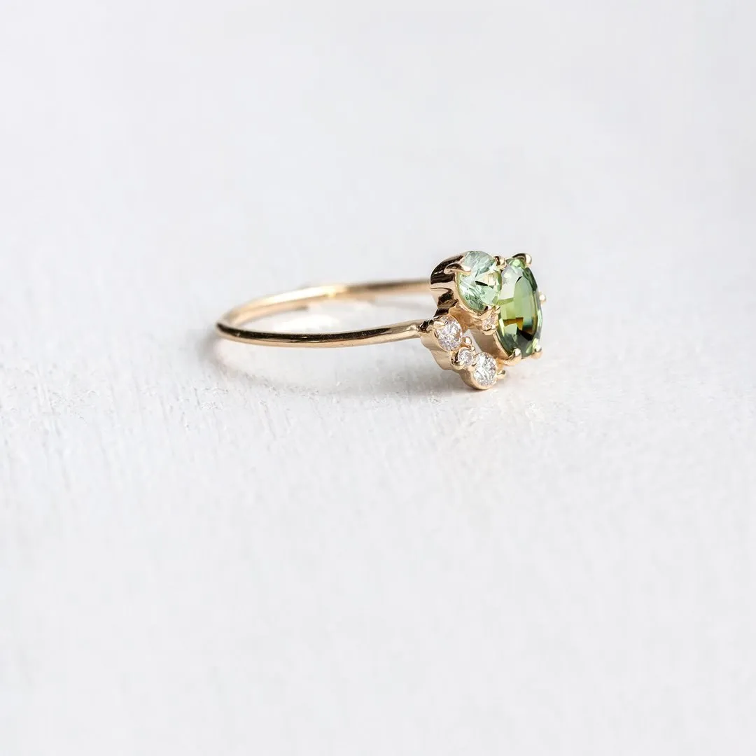 Tiny Green Zircon Ring
