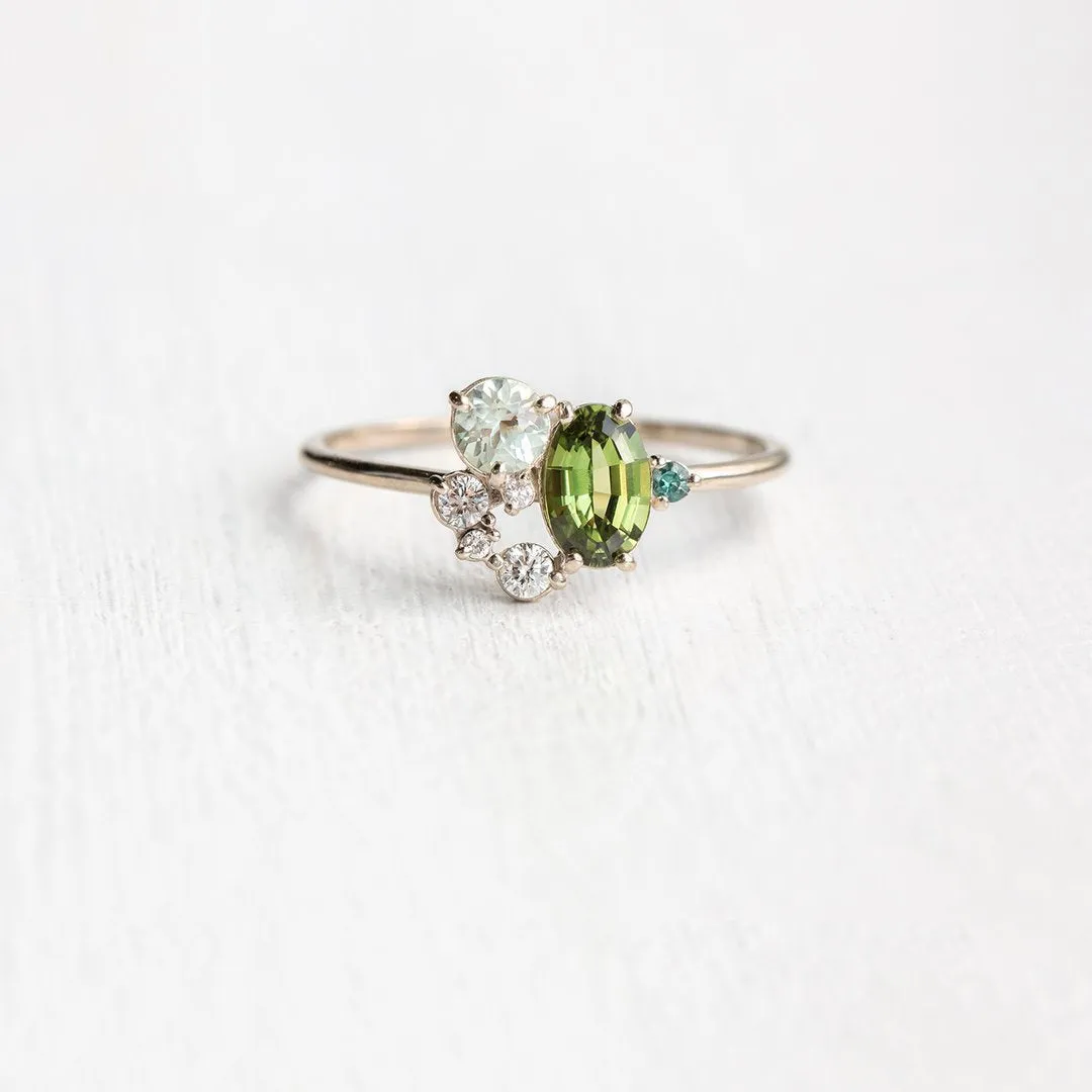 Tiny Green Zircon Ring