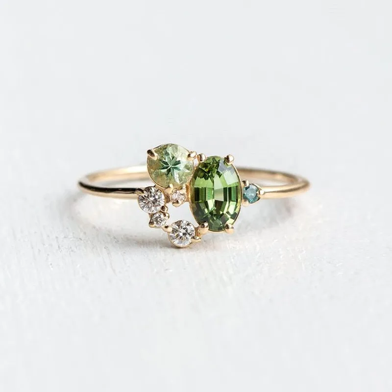 Tiny Green Zircon Ring