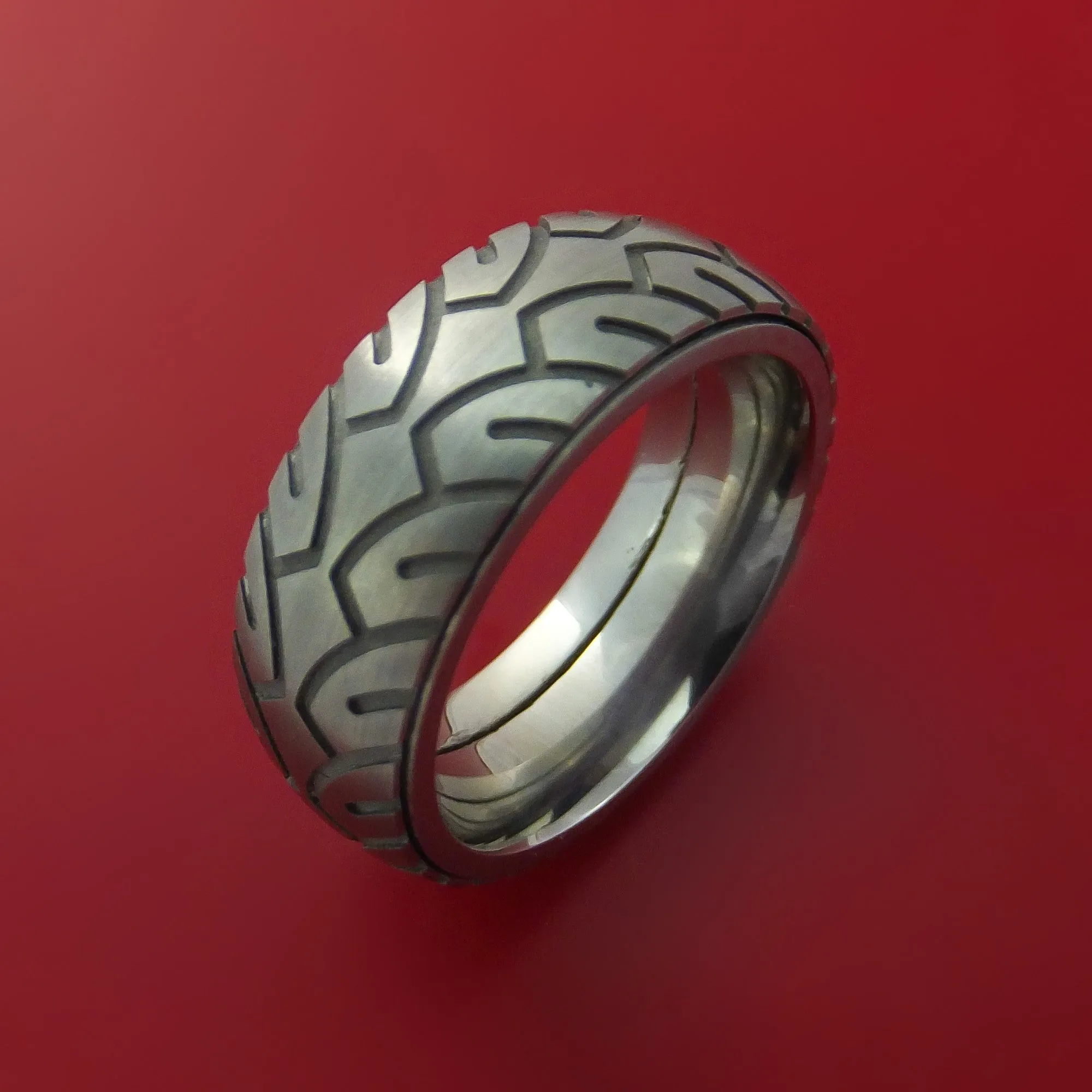 Titanium Bicycle Tire Tread Spinner Ring Custom Made Band