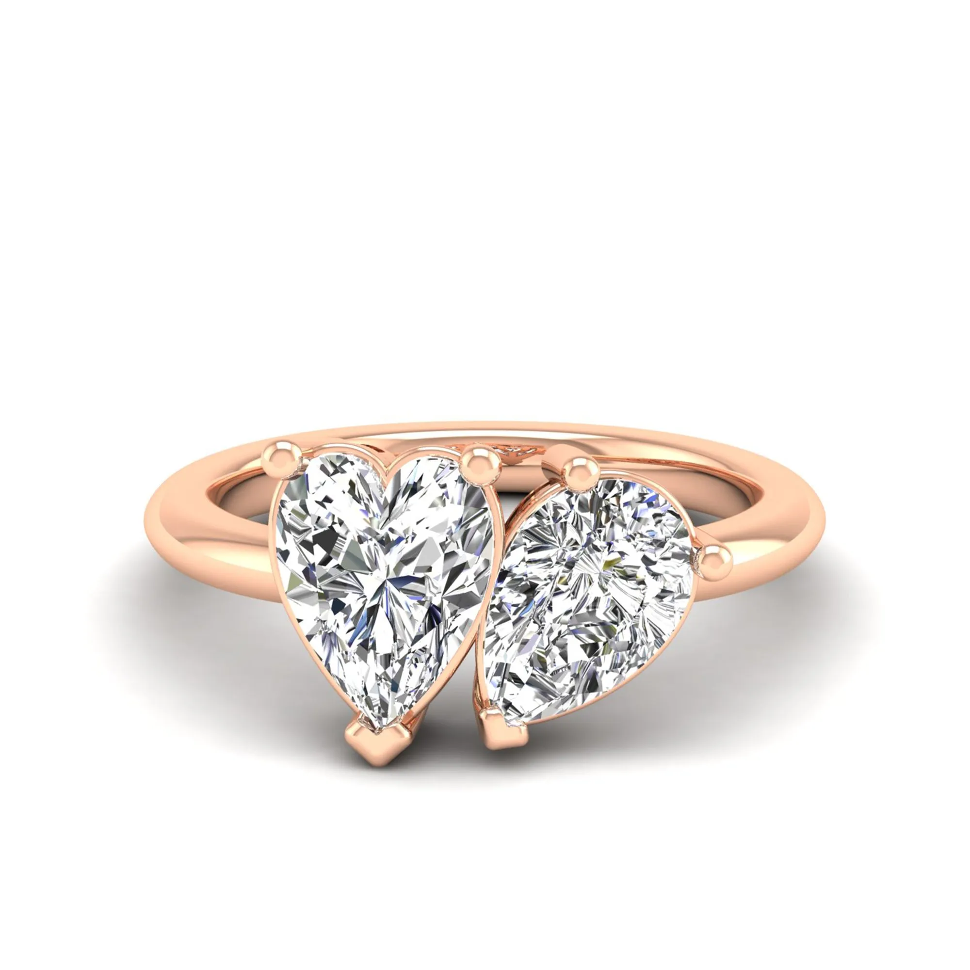 Toi et Moi Heart and Pear Lab Diamond Ring