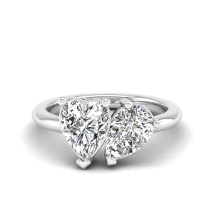 Toi et Moi Heart and Pear Lab Diamond Ring