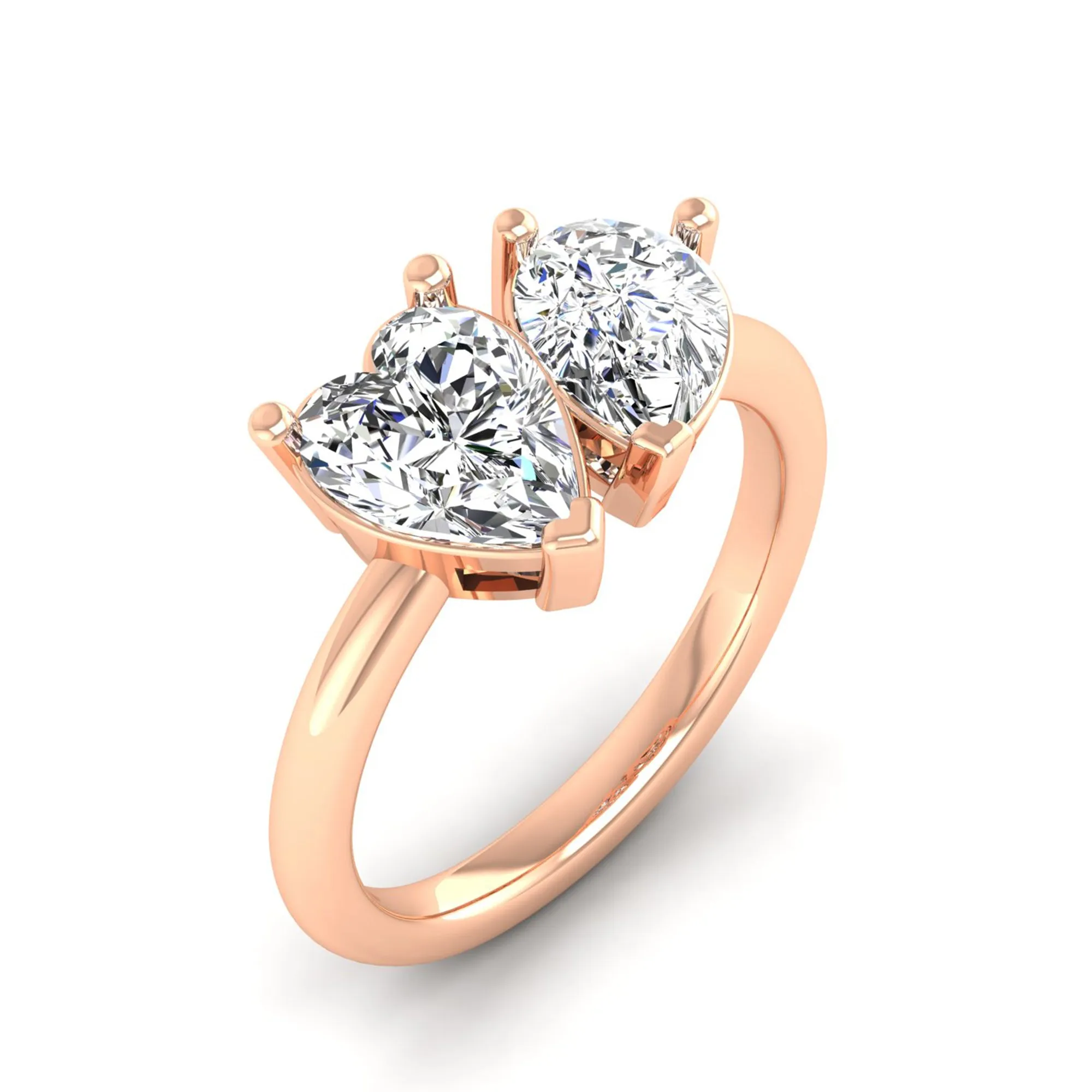 Toi et Moi Heart and Pear Lab Diamond Ring