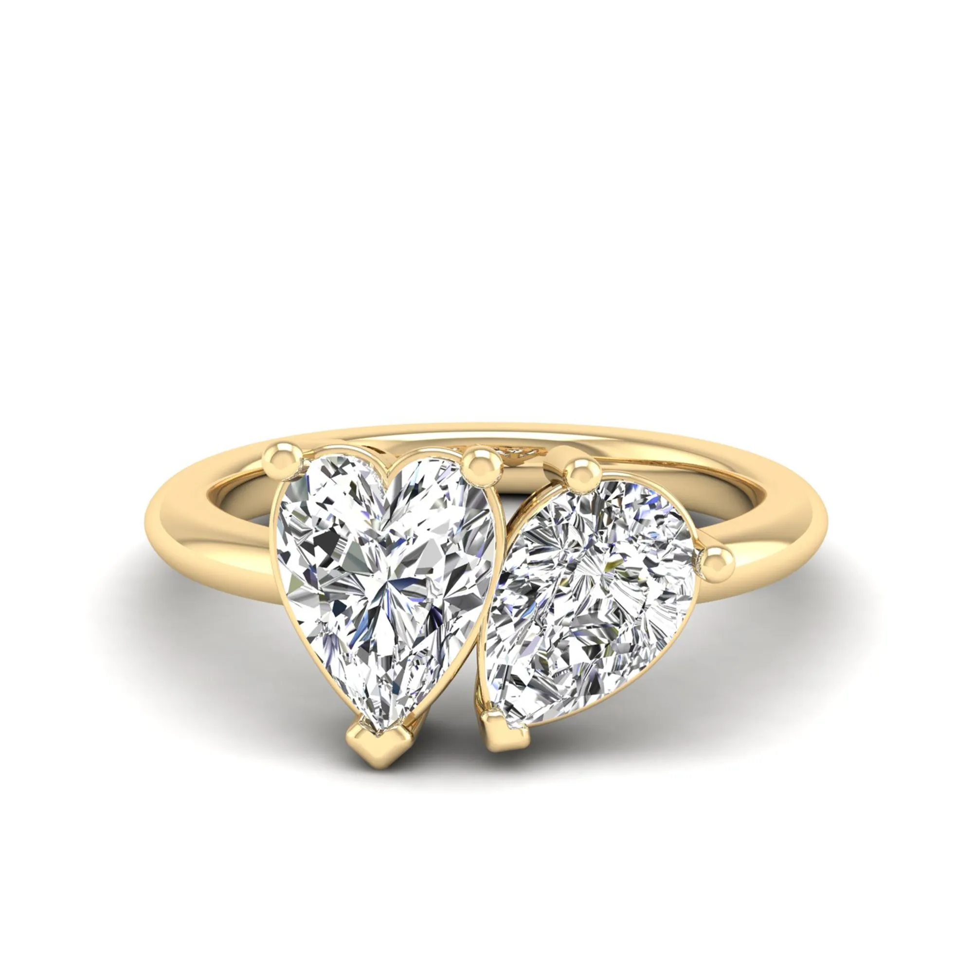 Toi et Moi Heart and Pear Lab Diamond Ring
