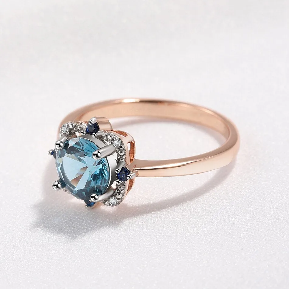 Topaz Gemstone Rose Gold Ring For Women Anniversary Fine Jewelry